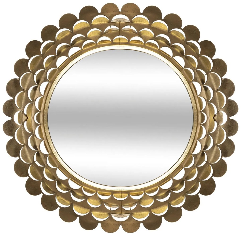 Lustro glamour złote, metalowa rama, Ø 91 cm