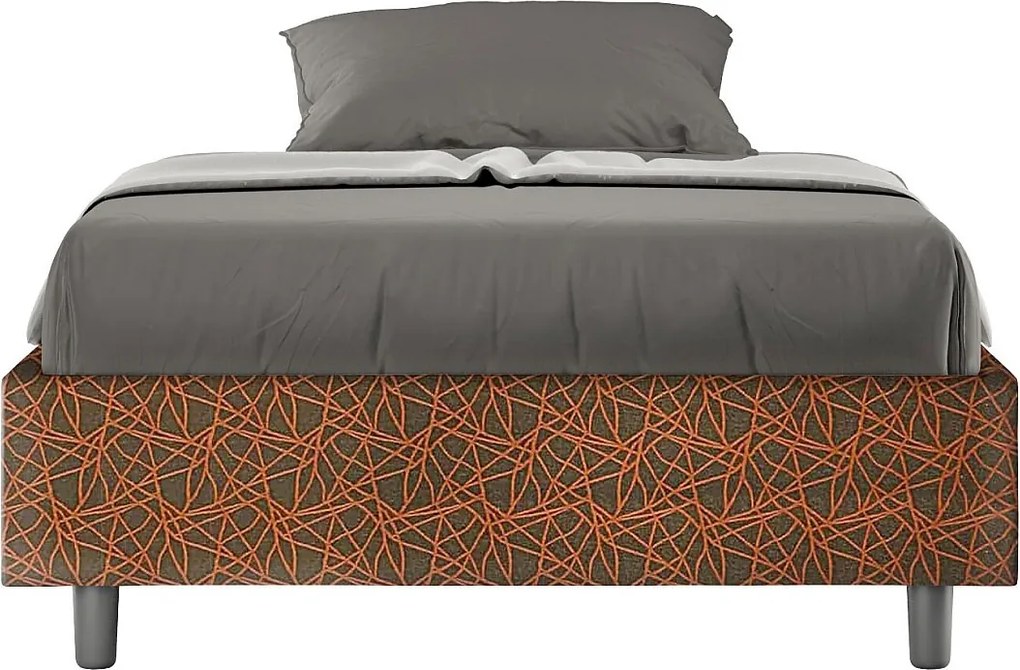 Łóżko wyposażone w stelaż z listwami tapicerowane 120x210 tkaniny Era 4 pomarańczowy Azelia