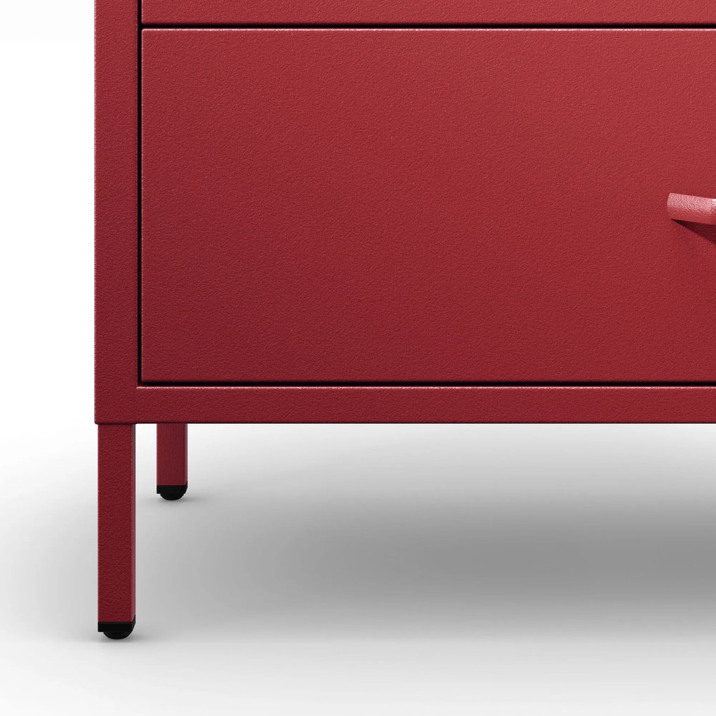 Komoda szafka metalowa czerwona Modern CARLA, 800 x 1015 x 400 mm