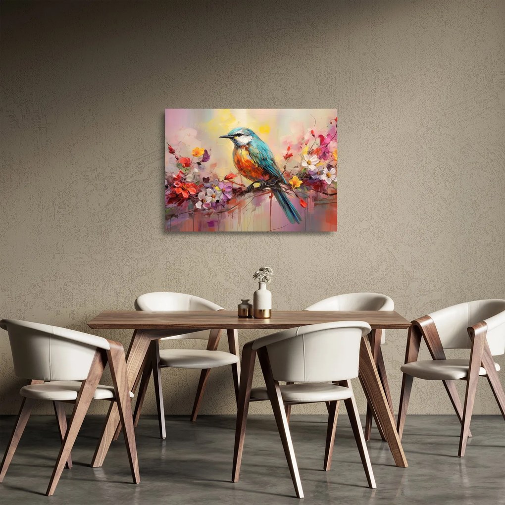 Obraz na szkle - Malowanie ptaka (70x50 cm)