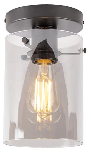 Designerska lampa sufitowa czarna z dymionym szkłem - DomeDesignerski Oswietlenie wewnetrzne