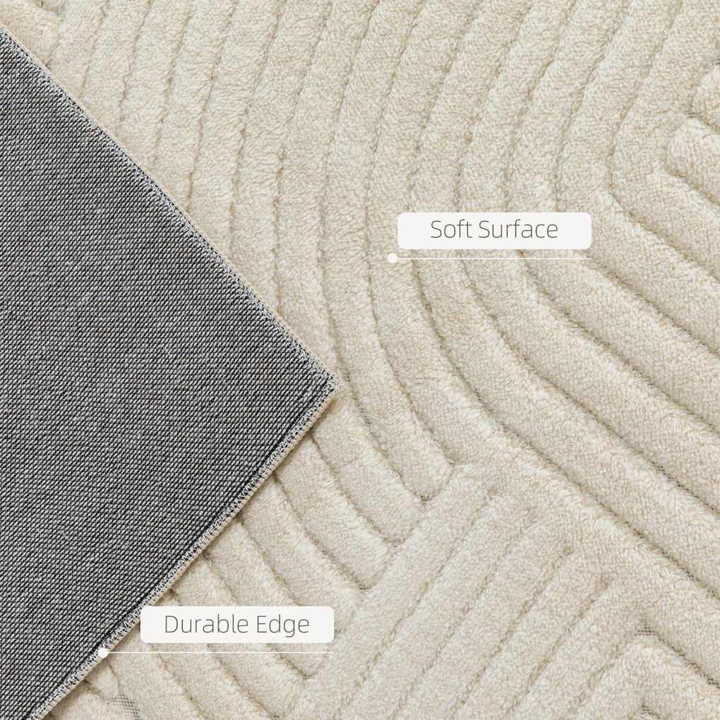 HOMCOM Maszynowo tkany dywan, wysokość 15 mm, wszechstronny, antypoślizgowy, kremowy