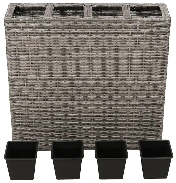 Szara duża donica ogrodowa z technorattanu - Irvan