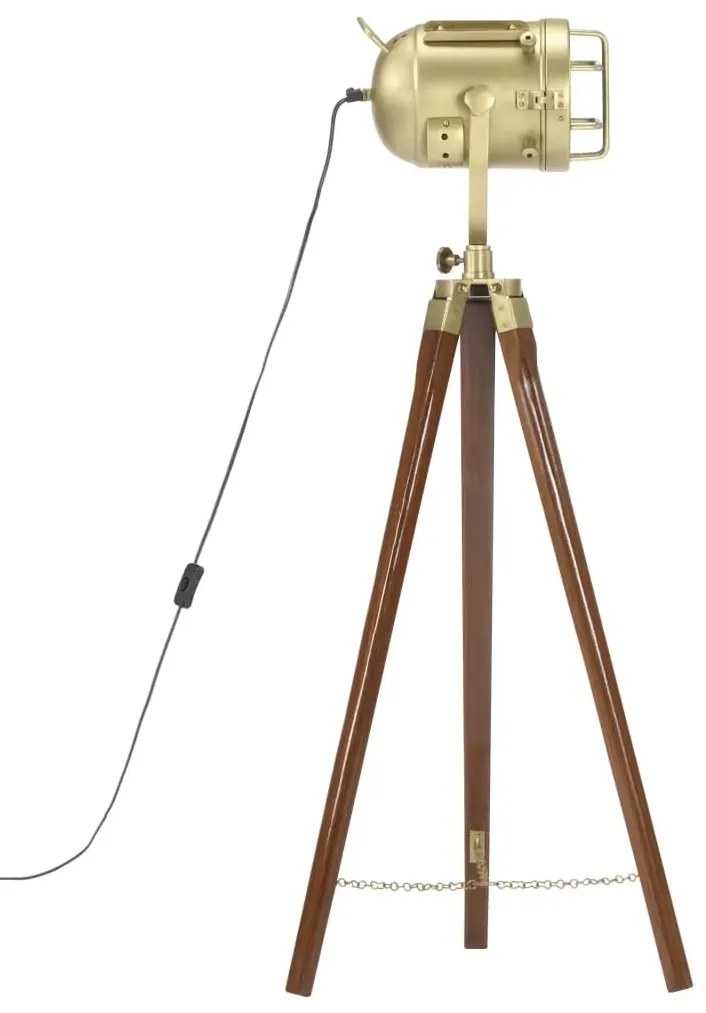 Brązowa lampa stojąca retro z drewna mango - 5X EX191 C3-L92