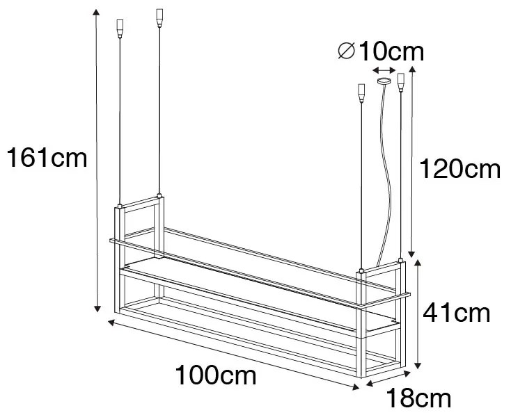 Industrialna lampa wisząca czarna z 4-punktowym stojakiem - Cage RackPrzemysłowy Oswietlenie wewnetrzne