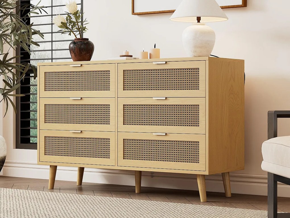 Bufet niski - z 6 szufladami - Naturalny jasny