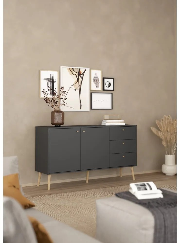 Antracytowa niska komoda 149x82 cm Bodo – Tvilum