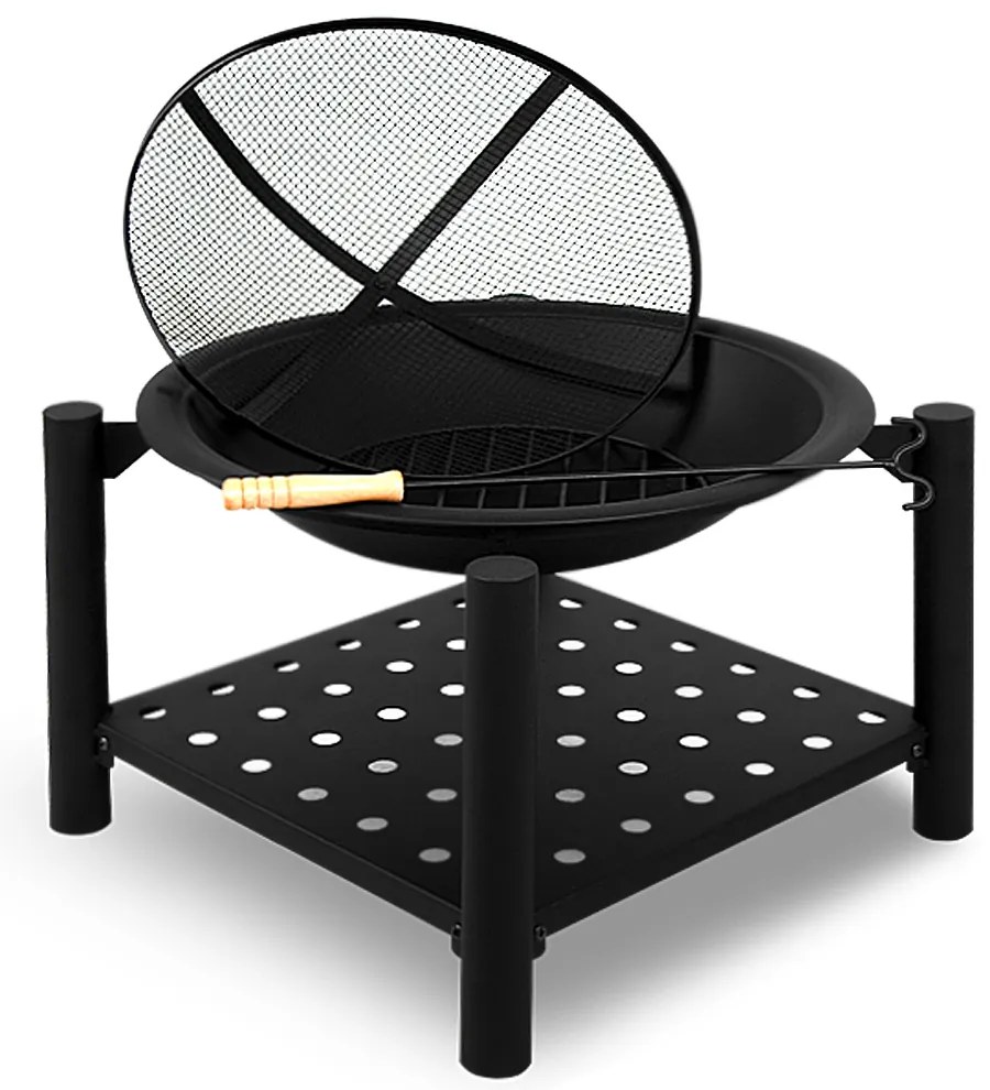 Gardebruk Palenisko z miejscem na drewno FIRE, Ø55cm, czarna