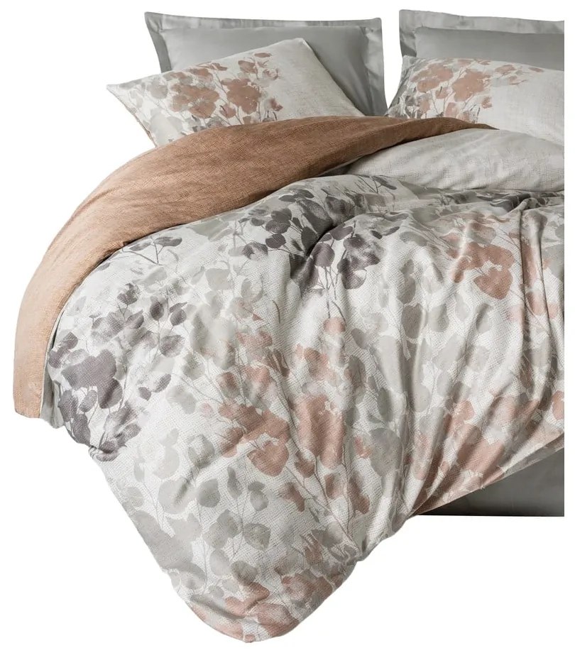 Szarobeżowa pościel dwuosobowa z satyny bawełnianej 240x220 cm Blatt – Mijolnir