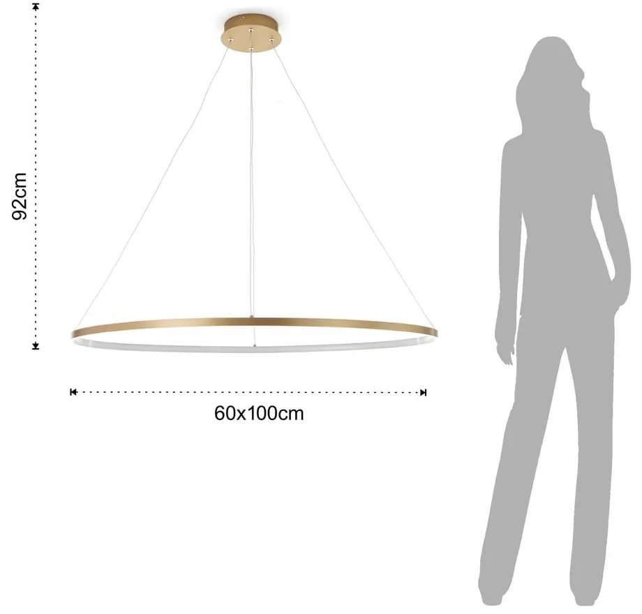 Lampa wisząca w kolorze złota Tomasucci Oval Ring, wys. 92 cm