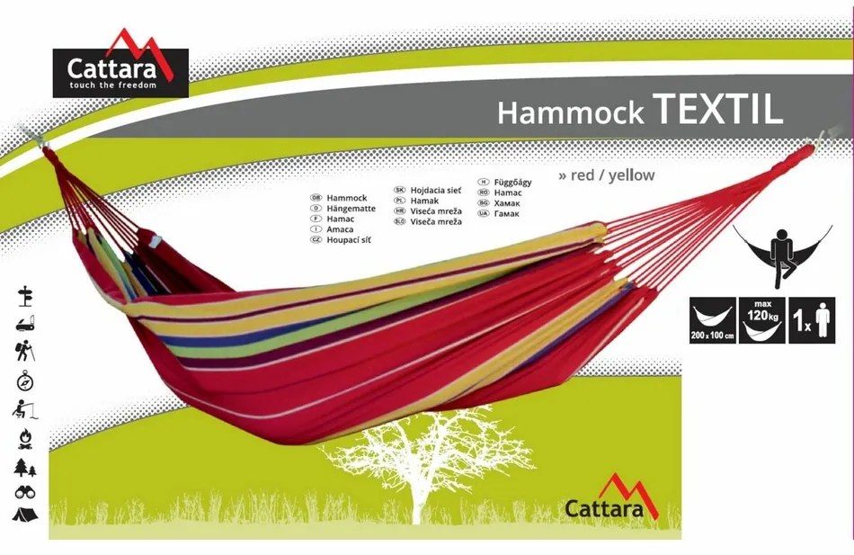 Cattara Hamak Textil czerwony, 200 x 100 cm