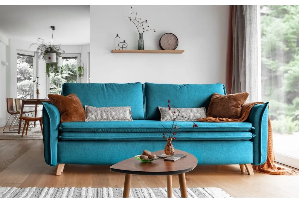 Turkusowa rozkładana sofa 225 cm Charming Charlie – Miuform
