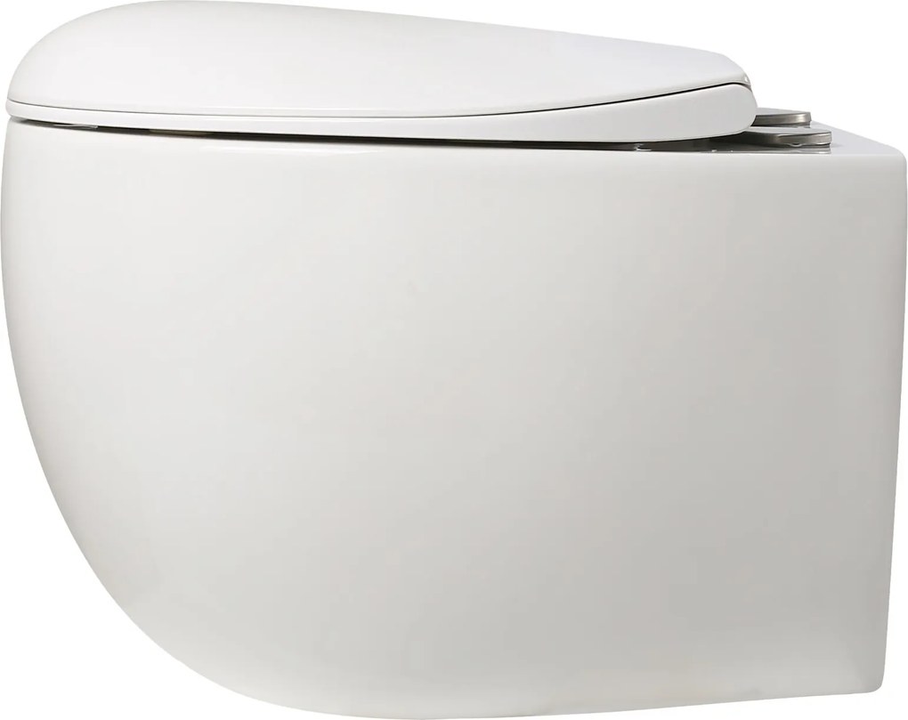 Miska WC wisząca bezkołnierzowa biała EGANI White z deską wolnoopadającą typu Slim