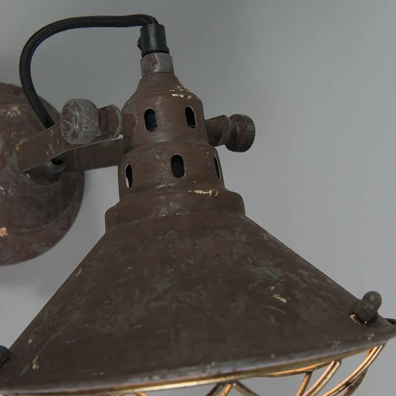 Vintage lampa ścienna i sufitowa brązowa uchylna - Barrack Rustykalny / Vintage Oswietlenie wewnetrzne