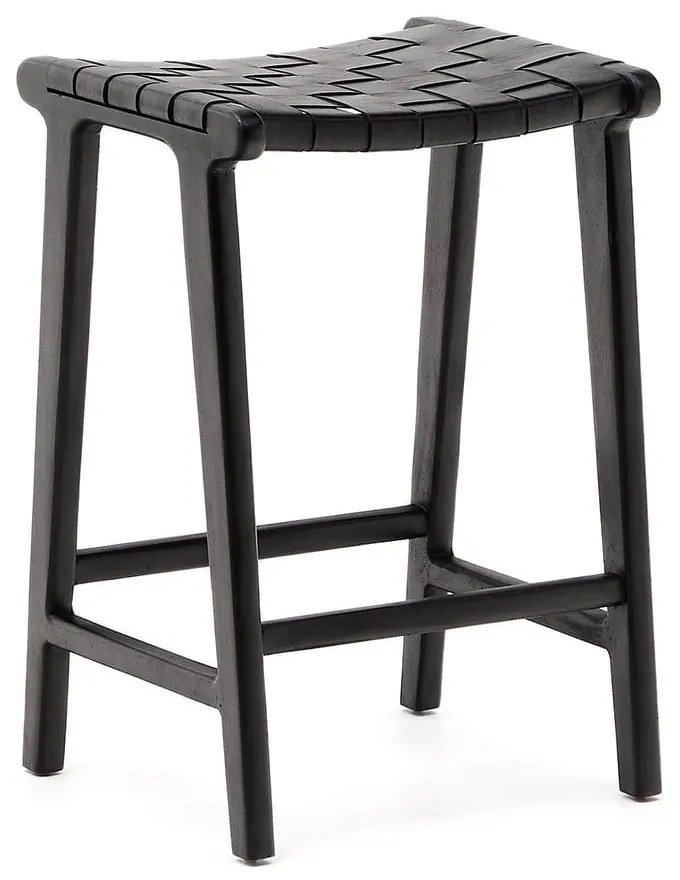 Czarny hoker z litego drewna mahoniowego Calixta – Kave Home