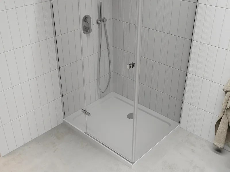 Mexen Roma kabina prysznicowa uchylna 120 x 90 cm, transparent, chrom + brodzik Flat - 854-120-090-01-00-4010