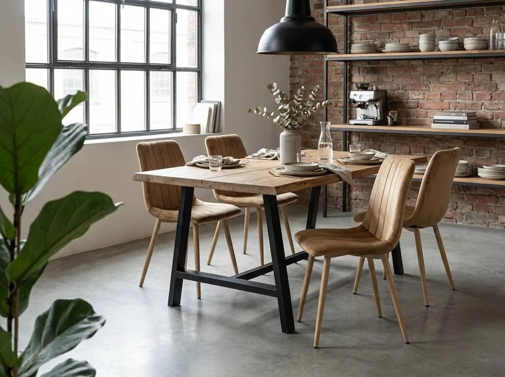 Brązowe aksamitne krzesło LAVA ALMOND BROWN