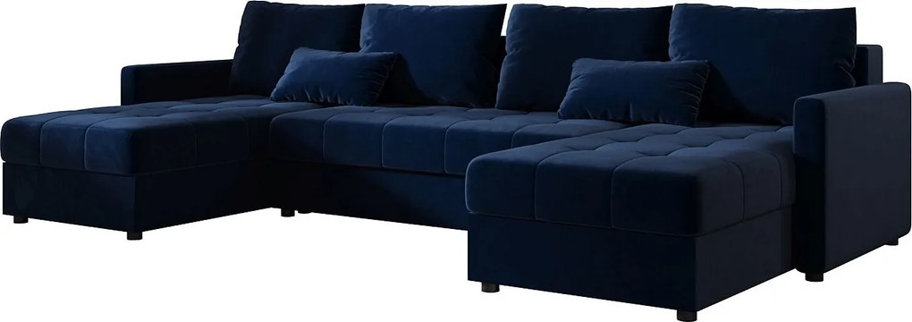 BEDANTE narożnik MOS U BIS Itaka 11 ciemnoniebieski z funkcją spania sofa w kształcie litery U z pojemnikiem na pościel