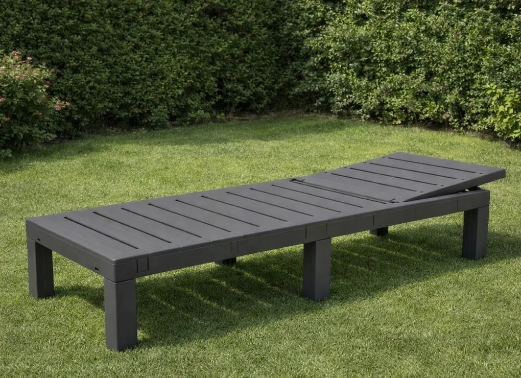 Leżak ogrodowy hotelowy Lagoon SL-02 składany, kolor szary