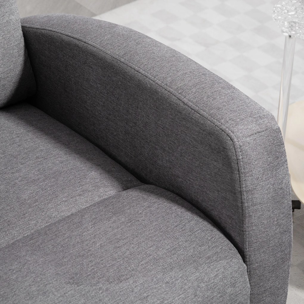 HOMCOM Regulowany Fotel Relaksacyjny z Podnóżkiem, Nowoczesny Tapicerowany Fotel, Ciemnoszary