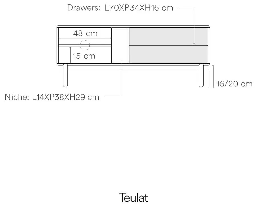 Biała szafka pod TV 140x56x40 cm Corvo – Teulat