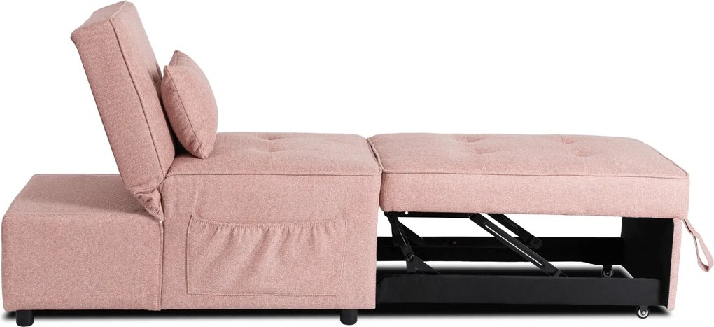 Rozkładany fotel z funkcją leżenia Iberis, kolor różowy, szerokość 67 cm