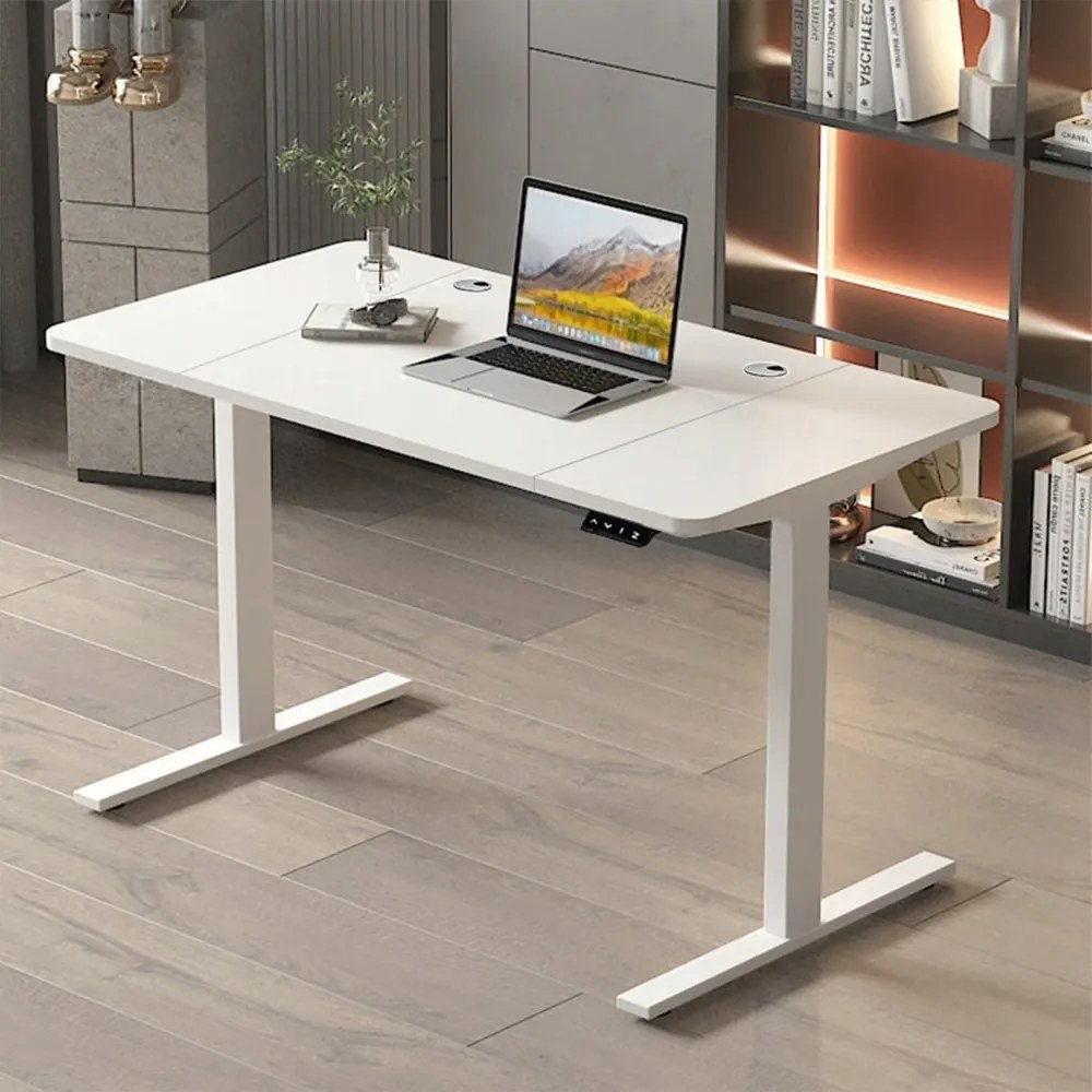 Biurko z elektryczną regulacją wysokości – 140 x 60 x 72 cm, do ergonomicznej pracy i gier