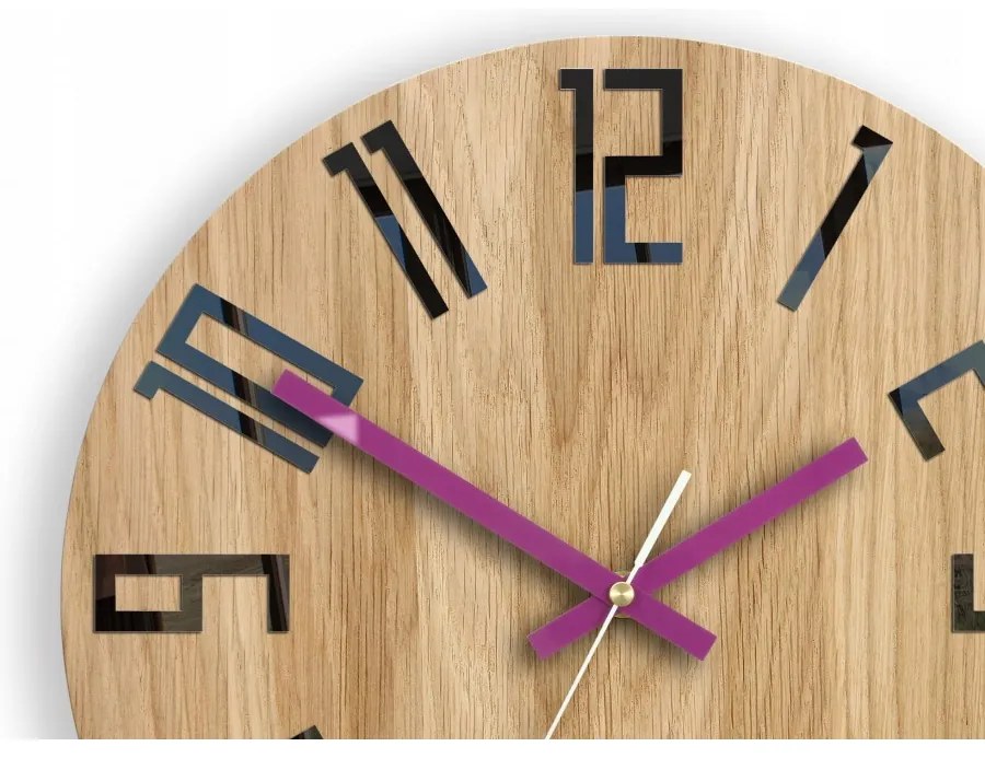 Zegar na ścianę nowoczesny drewniany z dużymi cyframi okrągły cichy loft