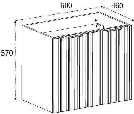 Dwudrzwiowa ryflowana szafka do łazienki 60 cm dąb craft złoty A3-G44