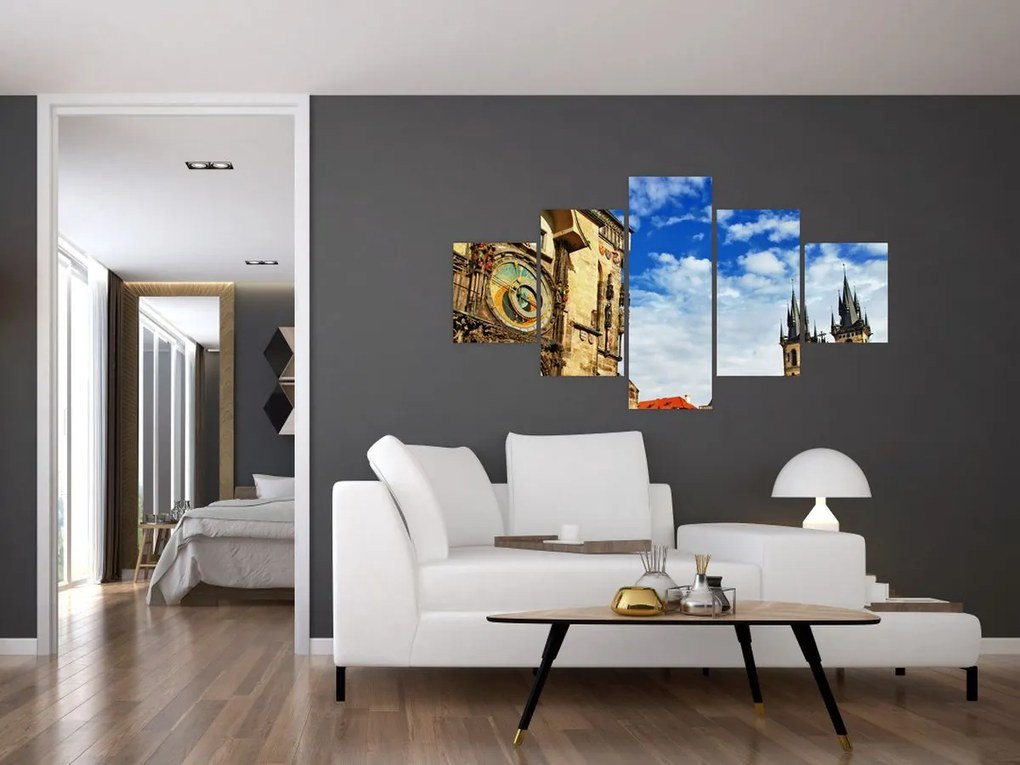Obraz - Praski zegar astronomiczny (125x70 cm)