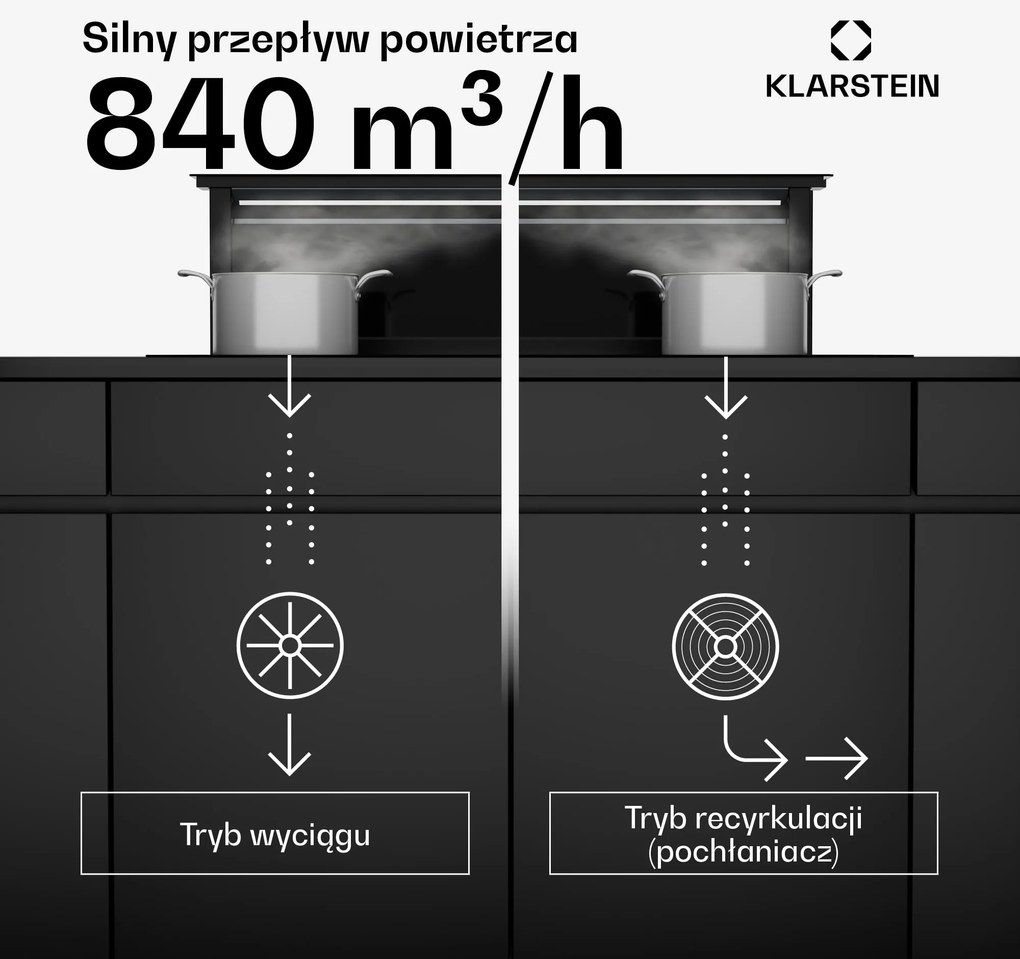 Klarstein Royal Flush 120cm 500.1m³/godz. Okap Blatowy Czarny
