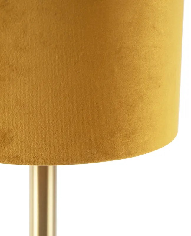 Lampa stołowa mosiądz z żółtym kloszem 20 cm - Simplo Nowoczesny Oswietlenie wewnetrzne
