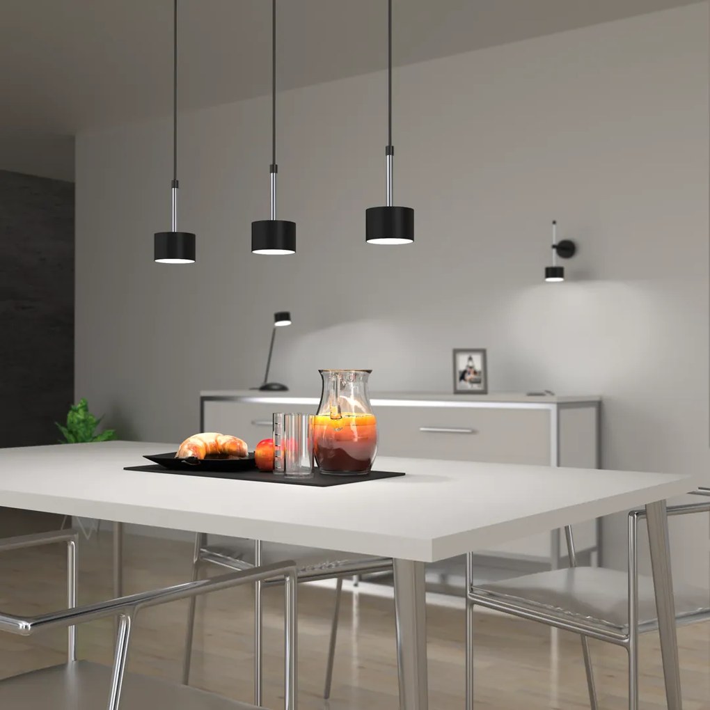 Lampa wisząca ARENA BLACK/SILVER 3xGX53 czarna srebrna, na listwie potrójna nad stół