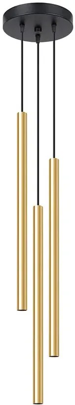Potrójna Lampa Wisząca Tuba Złoty Połysk K3-M74