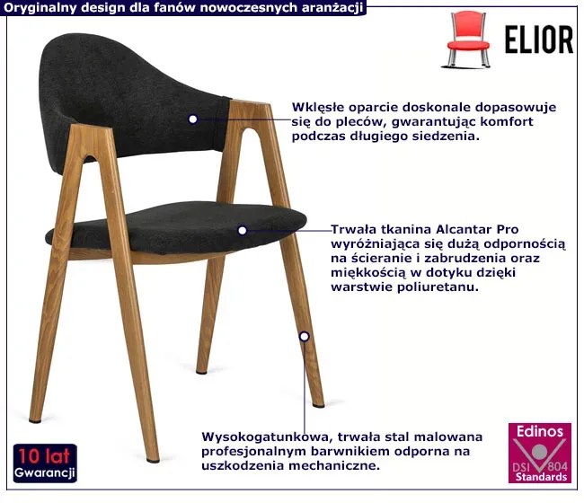 Czarne nowoczesne krzesło do stołu - Sigo