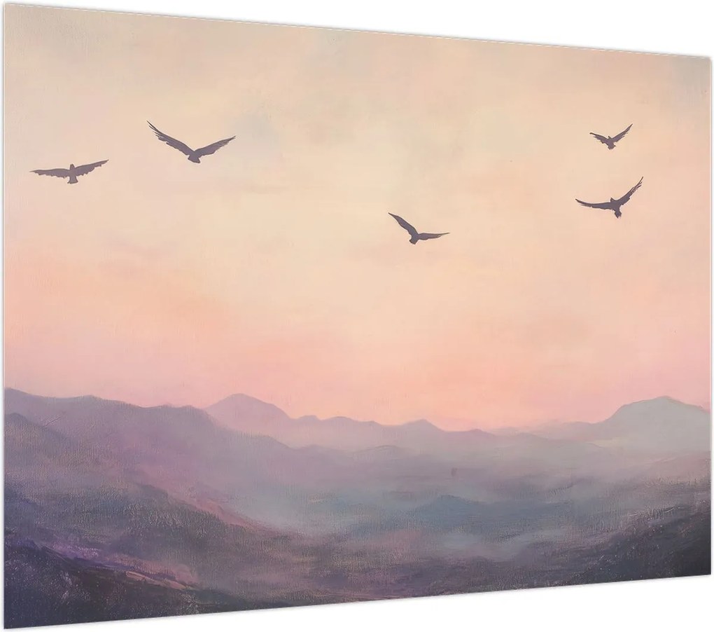 Obraz na szkle - Stado ptaków II. (70x50 cm)