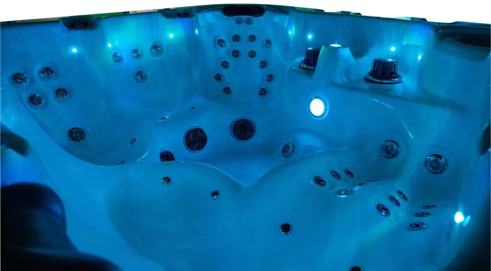 JACUZZI OGRODOWE PREMIUM WANNA SPA 5-OSOBOWA WHITE OBUDOWA BROWN LED 230x230 CM