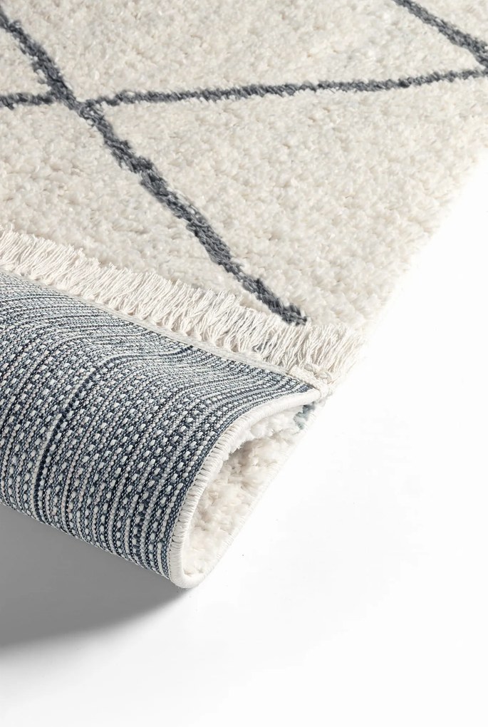 Dywan shaggy Blake romby kremowo-szary 155 cm x 230 cm