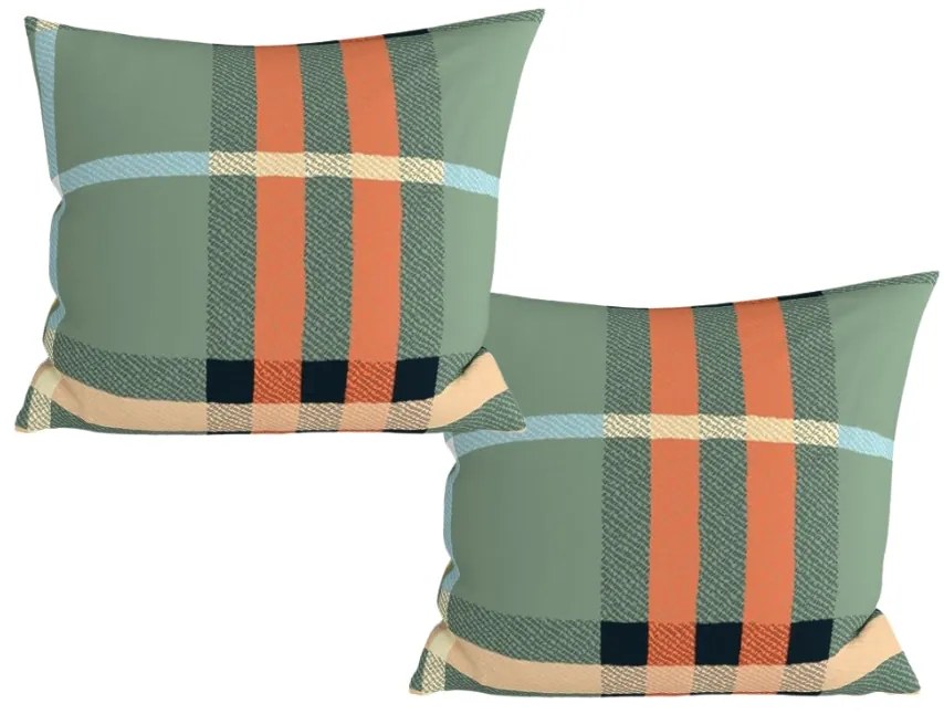 Zestaw 2 sztuk dekoracyjnych poszewek na poduszki z mikrofibry PLAIDORY 45x45 cm, zielony