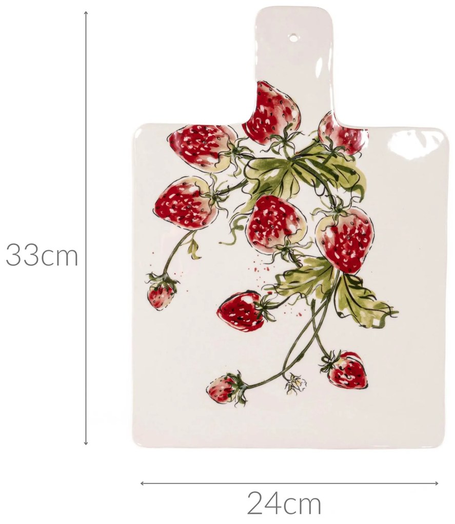 Deska do serwowania, krojenia STRAWBERRY, wzór w truskawki, 34 x 24 cm