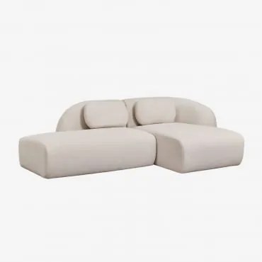Sofa Modułowy Z Prawym Szezlongiem, 2-częściowy Z Lewym Szezlongiem, Tapicerowany Tkaniną Chenille Coquette Szenila Kremowy Beż - Sklum