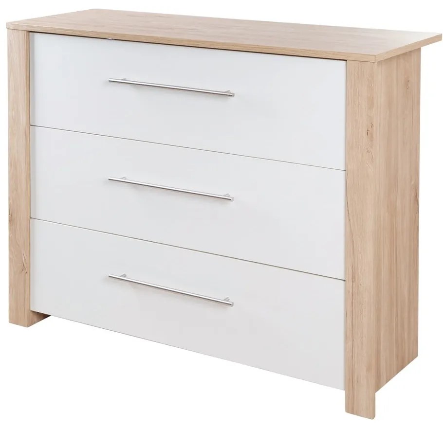 Białp-naturalna niska komoda dziecięca w dekorze dębu z przewijakiem 112x98 cm – Roba