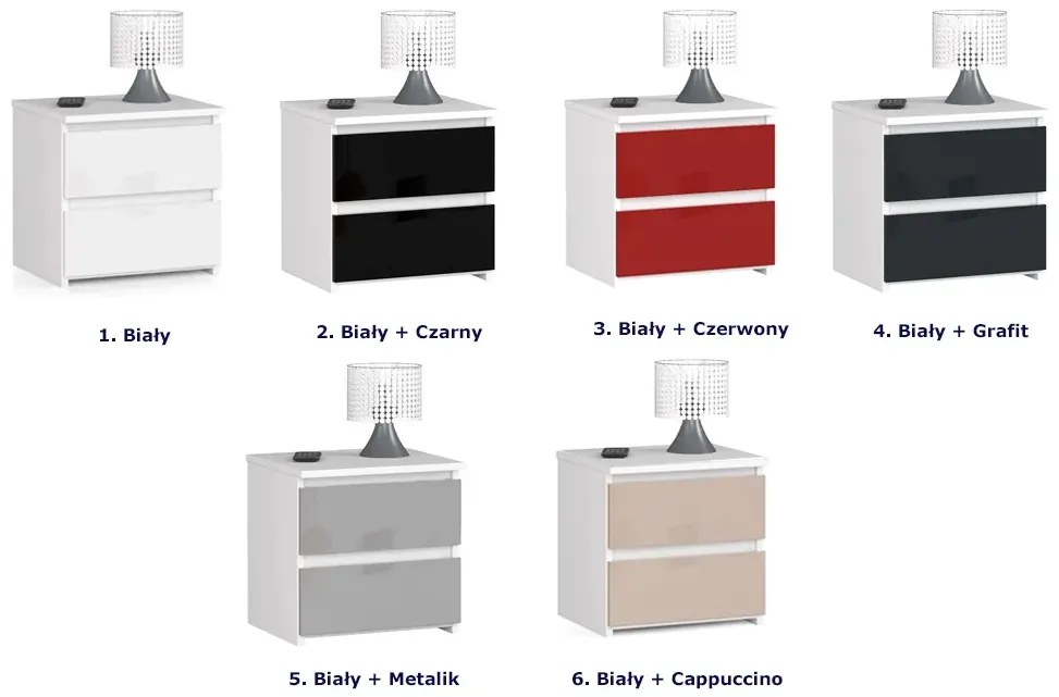 Minimalistyczna szafka nocna biały + czarny połysk G4-G64
