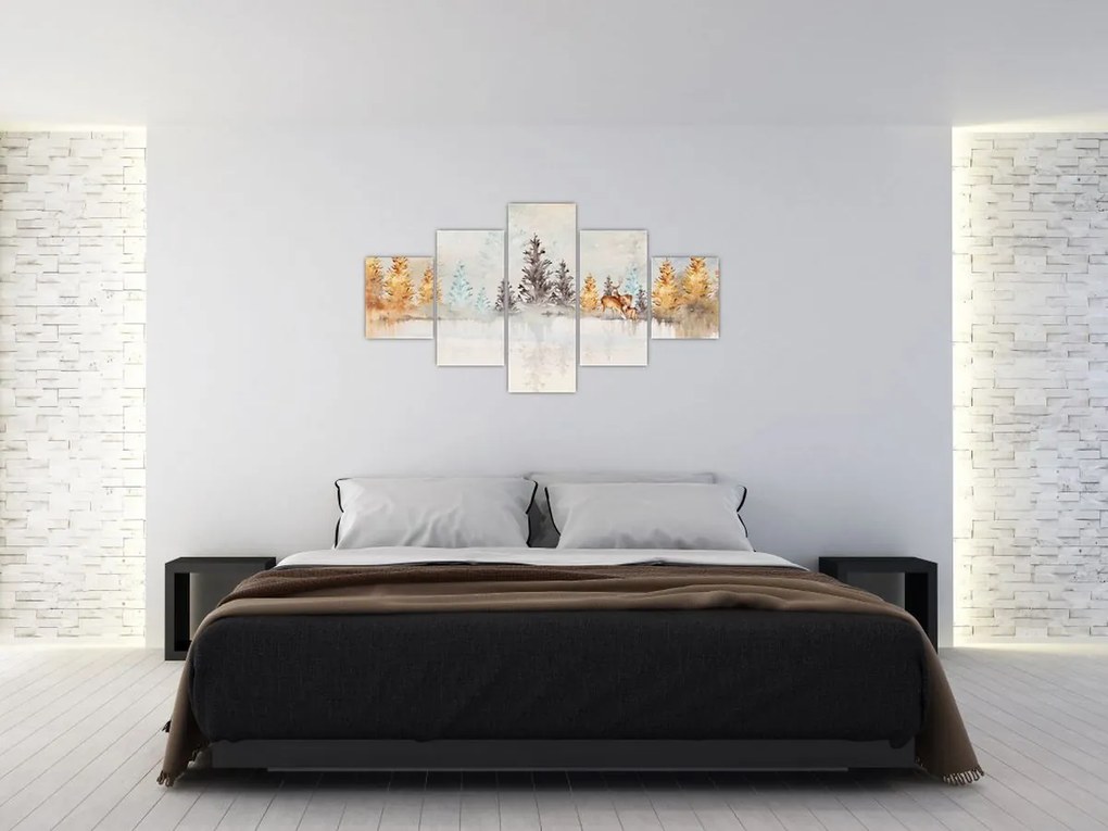 Obraz - Akwarelowy las (125x70 cm)