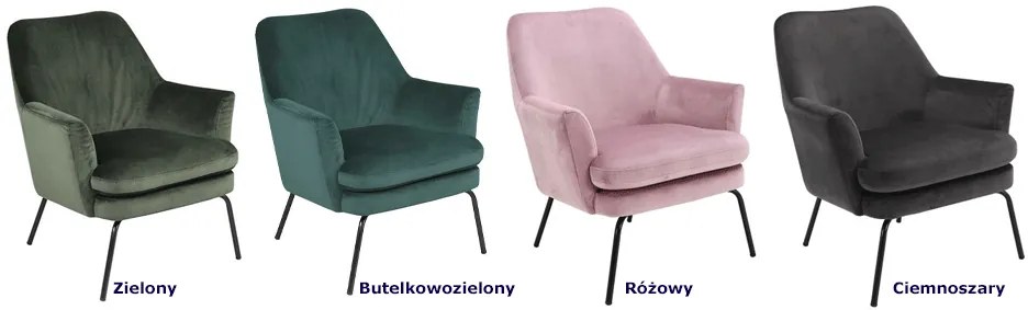 Welwetowy fotel ciemnoszary - Nelia