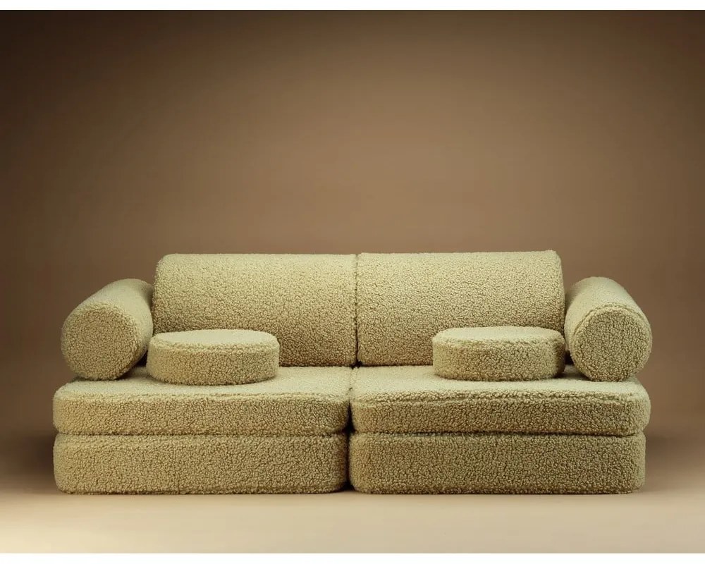 Zielona sofa dla dzieci z materiału bouclé 132 cm Settee – Wigiwama