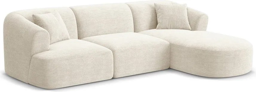 Beżowy sztruksowy narożnik (prawostronny/z szezlongiem) Campi – Cosmopolitan Design