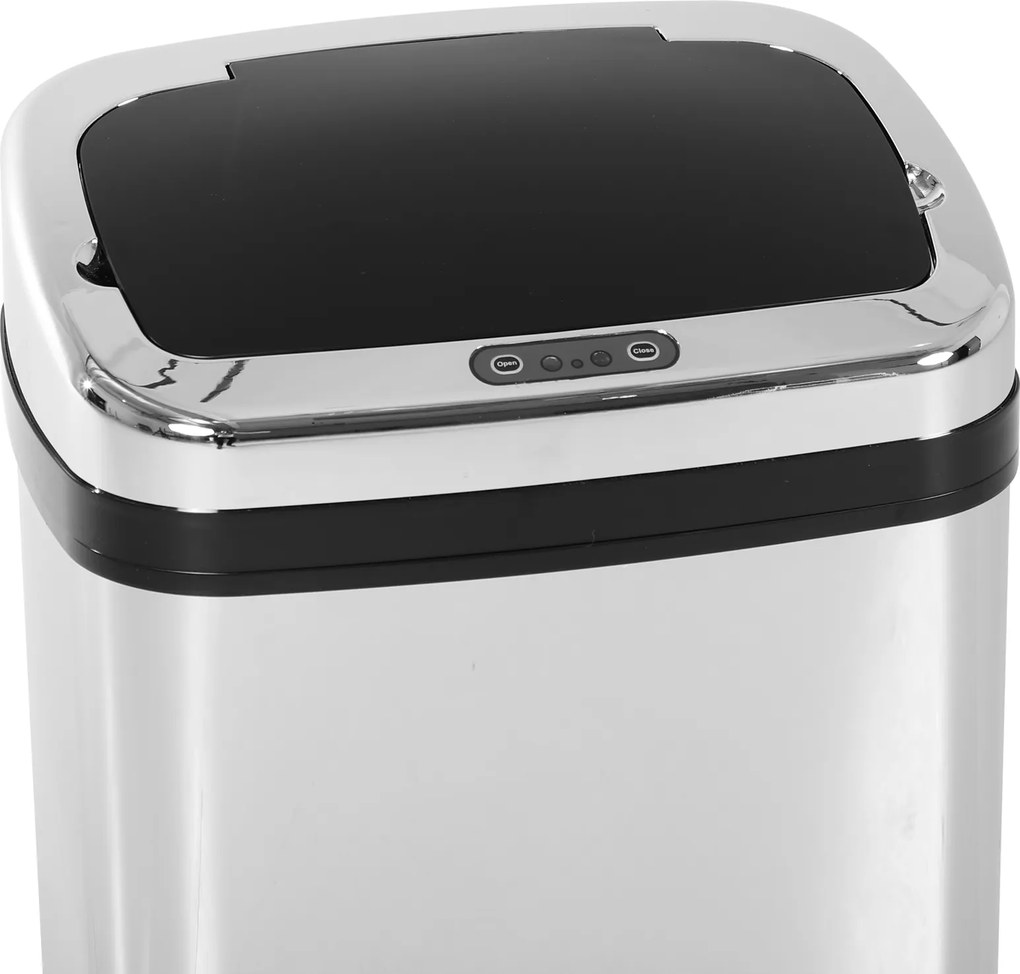 HOMCOM Kosz na Śmieci Automatyczny Stalowy 30L Srebrzysty 33x25x58cm Higieniczny i Nowoczesny | Aosom PL
