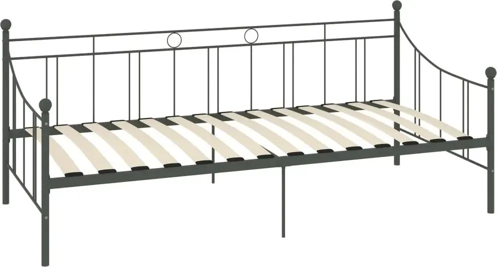 Szare Metalowe Łóżko Jednoosobowe 90X200 Cm P8-T03