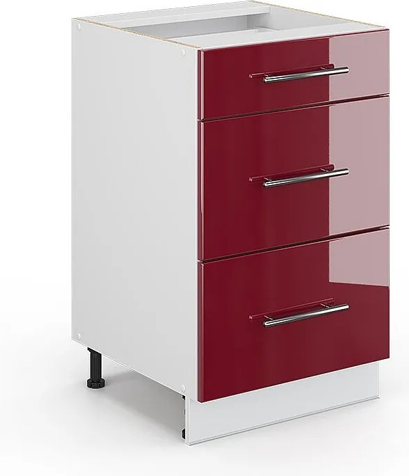Szafka dolna do kuchni bordowa czerwień wysoki połysk 50x51.6x82 fame-line